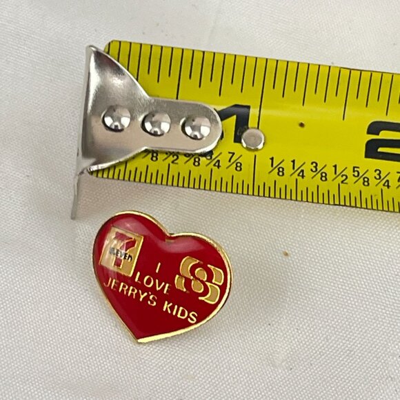 7-Eleven "I Love Jerrys Kids" Heart-Shaped Pinback Lapel Pin - Picture 5 of 5